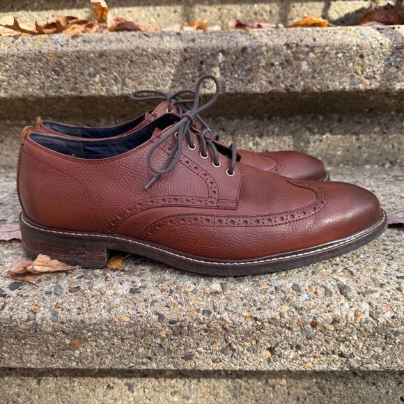 Cole Haan Grand OS Shoes Mens Size 11 Wingtip Brown Leather Oxford Dress Brogue - Picture 4 of 15